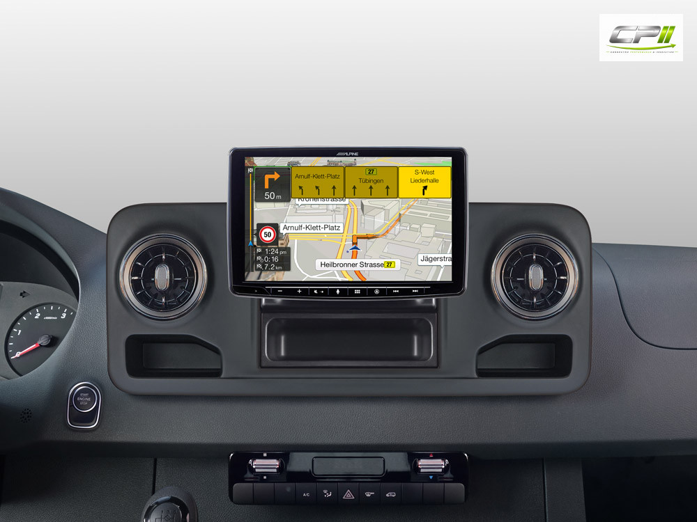 Alpine INE-F904S907 Navigationssystem mit 9-Zoll Touchscreen für Mercedes Sprinter 907, 1-DIN-Einbaugehäuse, DAB+, Apple CarP