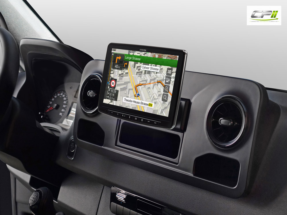 Alpine INE-F904S907 Navigationssystem mit 9-Zoll Touchscreen für Mercedes Sprinter 907, 1-DIN-Einbaugehäuse, DAB+, Apple CarP