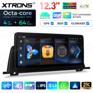 12,3 Zoll Octa Core 4 + 64 GB Global 4G LTE Android Autoradio Multimedia Player mit vollständig laminiertem Bildschirm für BM
