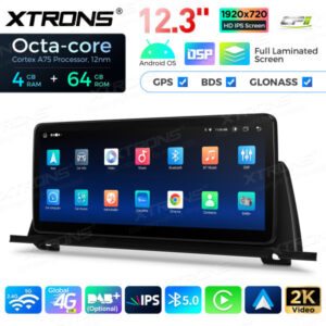 12,3 Zoll Octa Core 4 + 64 GB Global 4G LTE Android Autoradio Multimedia Player mit vollständig laminiertem Bildschirm für BM