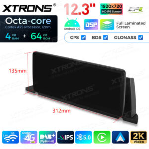 12,3 Zoll Octa Core 4 + 64 GB Global 4G LTE Android Autoradio Multimedia Player mit vollständig laminiertem Bildschirm für BM