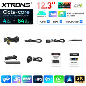 12,3 Zoll Octa Core 4 + 64 GB Global 4G LTE Android Autoradio Multimedia Player mit vollständig laminiertem Bildschirm für BM