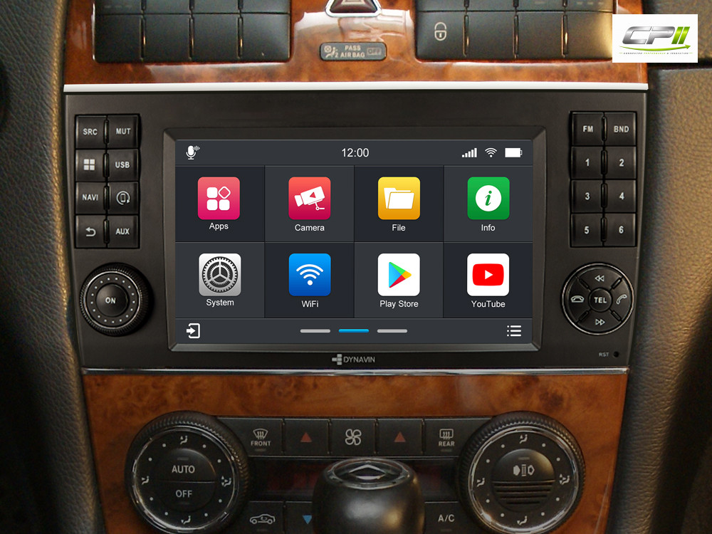 D9-CLK Premium Android Autoradio für Mercedes CLK mit 4 x 100W Class-D Verstärker, 7 Zoll Display (hochauflösend), Inkl. Head