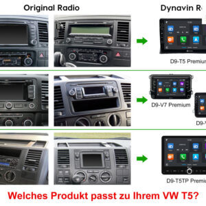 D9-T5 Premium Android Autoradio für VW T5 Multivan mit 4 x 100W Class-D Verstärker, 9 Zoll Display (hochauflösend), Inkl. Hea