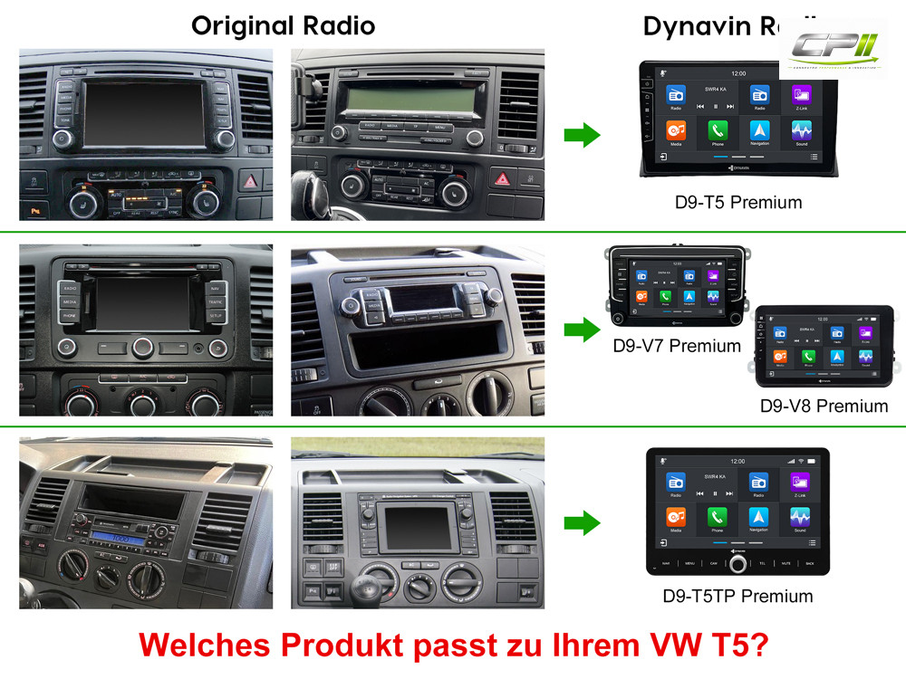 D9-T5 Premium Android Autoradio für VW T5 Multivan mit 4 x 100W Class-D Verstärker, 9 Zoll Display (hochauflösend), Inkl. Hea