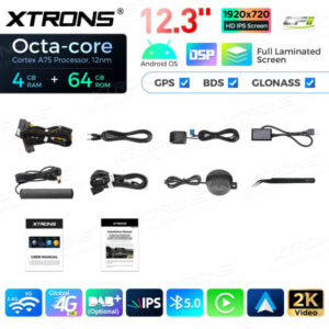 QLB22EVB12NER 12,3 Zoll Octa Core 4 + 64 GB Global 4G LTE Android Autoradio Multimedia-Player mit vollständig laminiertem Bil