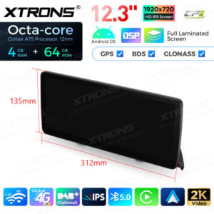 QLB22EVB1NEL 12,3 Zoll Octa Core 4 + 64 GB Global 4G LTE Android Autoradio Multimedia-Player mit vollständig laminiertem Bild