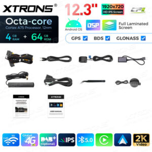 QLB22EVB1NEL 12,3 Zoll Octa Core 4 + 64 GB Global 4G LTE Android Autoradio Multimedia-Player mit vollständig laminiertem Bild