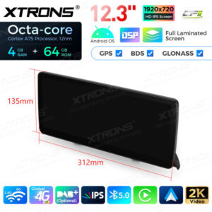 QLB22NB12NER 12,3 Zoll Octa Core 4 + 64 GB Global 4G LTE Android Autoradio Multimedia-Player mit vollständig laminiertem Bild