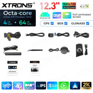 QLB22X3UNL 12,3 Zoll Octa Core 4 + 64 GB Global 4G LTE Android Autoradio Multimedia-Player mit vollständig laminiertem Bildsc