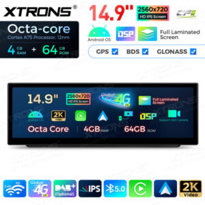 QLB4290UNL 14,9 Zoll Octa Core 4 + 64 GB Global 4G LTE Android Autoradio Multimedia Player mit vollständig laminiertem 2K IPS