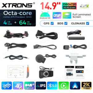 QLB4290UNL 14,9 Zoll Octa Core 4 + 64 GB Global 4G LTE Android Autoradio Multimedia Player mit vollständig laminiertem 2K IPS