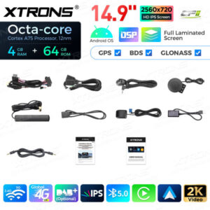 QLB42THEVL 14,9 Zoll Octa Core 4 + 64 GB Global 4G LTE Android Autoradio Multimedia-Player mit vollständig laminiertem 2K IPS