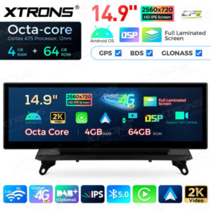 QLB42X5CIL 14,9 Zoll Octa Core 4 + 64 GB Global 4G LTE Android Autoradio Multimedia-Player mit vollständig laminiertem 2K IPS