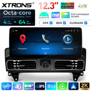 QLM2245M12ML45 12,3 Zoll Octa Core 4 + 64 GB Global 4G LTE Android Autoradio Multimedia Player mit vollständig laminiertem Bi