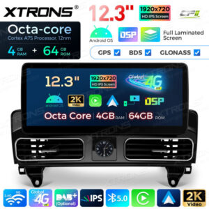 QLM2245M12ML45 12,3 Zoll Octa Core 4 + 64 GB Global 4G LTE Android Autoradio Multimedia Player mit vollständig laminiertem Bi