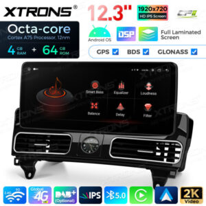 QLM2245M12ML45 12,3 Zoll Octa Core 4 + 64 GB Global 4G LTE Android Autoradio Multimedia Player mit vollständig laminiertem Bi
