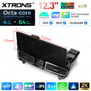 QLM2245M12ML45 12,3 Zoll Octa Core 4 + 64 GB Global 4G LTE Android Autoradio Multimedia Player mit vollständig laminiertem Bi