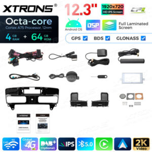 QLM2245M12ML45 12,3 Zoll Octa Core 4 + 64 GB Global 4G LTE Android Autoradio Multimedia Player mit vollständig laminiertem Bi