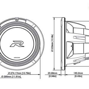 Alpine R2-W12D4 30 cm (12-Zoll) R-Series Subwoofer mit 4 Ohm Doppel-Schwingspule – R2-W12D4-04 CPII