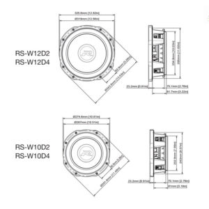 Alpine RS-W10D4 25 cm (10-Zoll) R-Series Shallow Subwoofer mit 4 Ohm Doppel-Schwingspule – RS-W10D4-08 CPII