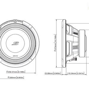 Alpine S2-W10D4 S-Series 25 cm (10-Zoll) Subwoofer mit 4 Ohm Doppelschwingspule – S2-W10D4-05 CPII