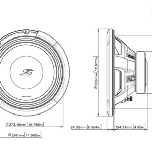 Alpine S2-W12D4 S-Series 30 cm (12-Zoll) Subwoofer mit 4 Ohm Doppelschwingspule – S2-W12D4-05 CPII