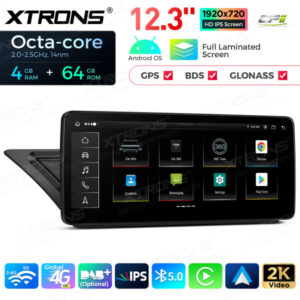 QLA22UCA12A4L 12,3 Zoll Octa Core 4 + 64 GB Global 4G LTE Android Autoradio Multimedia Player mit vollständig laminiertem 2K