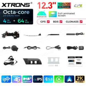 QLA22UCA12A4L 12,3 Zoll Octa Core 4 + 64 GB Global 4G LTE Android Autoradio Multimedia Player mit vollständig laminiertem 2K