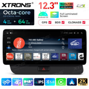 QLA22UCA12Q5L 12,3 Zoll Octa Core 4 + 64 GB Global 4G LTE Android Autoradio Multimedia-Player mit vollständig laminiertem 2K