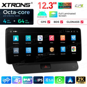 QLA22UCA12Q5L 12,3 Zoll Octa Core 4 + 64 GB Global 4G LTE Android Autoradio Multimedia-Player mit vollständig laminiertem 2K