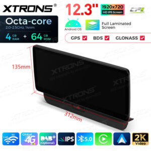QLA22UCA12Q5L 12,3 Zoll Octa Core 4 + 64 GB Global 4G LTE Android Autoradio Multimedia-Player mit vollständig laminiertem 2K