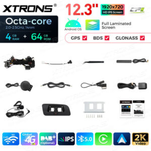 QLA22UCA12Q5L 12,3 Zoll Octa Core 4 + 64 GB Global 4G LTE Android Autoradio Multimedia-Player mit vollständig laminiertem 2K