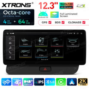 QLA22UCA12Q5R 12,3 Zoll Octa Core 4 + 64 GB Global 4G LTE Android Autoradio Multimedia Player mit vollständig laminiertem 2K