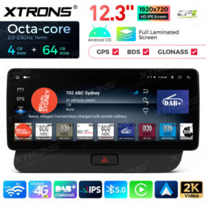 QLA22UCA12Q5R 12,3 Zoll Octa Core 4 + 64 GB Global 4G LTE Android Autoradio Multimedia Player mit vollständig laminiertem 2K