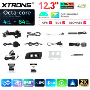 QLA22UCA12Q5R 12,3 Zoll Octa Core 4 + 64 GB Global 4G LTE Android Autoradio Multimedia Player mit vollständig laminiertem 2K