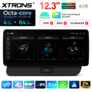 QLA22UHA12Q5R 12,3 Zoll Octa Core 4 + 64 GB Global 4G LTE Android Autoradio Multimedia Player mit vollständig laminiertem 2K