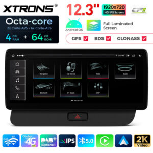 QLA22UHA12Q5R 12,3 Zoll Octa Core 4 + 64 GB Global 4G LTE Android Autoradio Multimedia Player mit vollständig laminiertem 2K