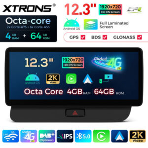 QLA22UHA12Q5R 12,3 Zoll Octa Core 4 + 64 GB Global 4G LTE Android Autoradio Multimedia Player mit vollständig laminiertem 2K