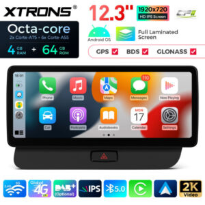 QLA22UHA12Q5R 12,3 Zoll Octa Core 4 + 64 GB Global 4G LTE Android Autoradio Multimedia Player mit vollständig laminiertem 2K