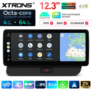 QLA22UHA12Q5R 12,3 Zoll Octa Core 4 + 64 GB Global 4G LTE Android Autoradio Multimedia Player mit vollständig laminiertem 2K