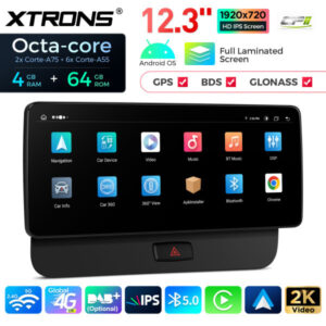 QLA22UHA12Q5R 12,3 Zoll Octa Core 4 + 64 GB Global 4G LTE Android Autoradio Multimedia Player mit vollständig laminiertem 2K