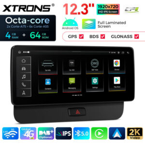 QLA22UHA12Q5R 12,3 Zoll Octa Core 4 + 64 GB Global 4G LTE Android Autoradio Multimedia Player mit vollständig laminiertem 2K