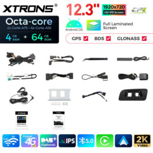QLA22UHA12Q5R 12,3 Zoll Octa Core 4 + 64 GB Global 4G LTE Android Autoradio Multimedia Player mit vollständig laminiertem 2K