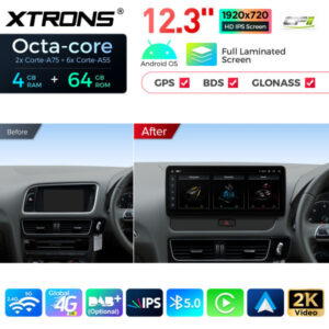 QLA22UHA12Q5R 12,3 Zoll Octa Core 4 + 64 GB Global 4G LTE Android Autoradio Multimedia Player mit vollständig laminiertem 2K