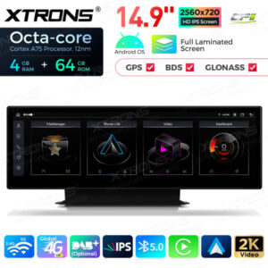 QLA42A4NL 14,9-Zoll-Octa-Core-4+64-GB-Global-4G-LTE-Android-Autoradio-Multimedia-Player mit vollständig laminiertem 2K-IPS-Bi