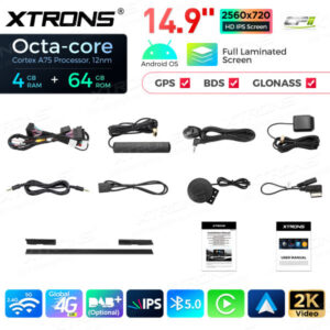 QLA42A4NL 14,9-Zoll-Octa-Core-4+64-GB-Global-4G-LTE-Android-Autoradio-Multimedia-Player mit vollständig laminiertem 2K-IPS-Bi