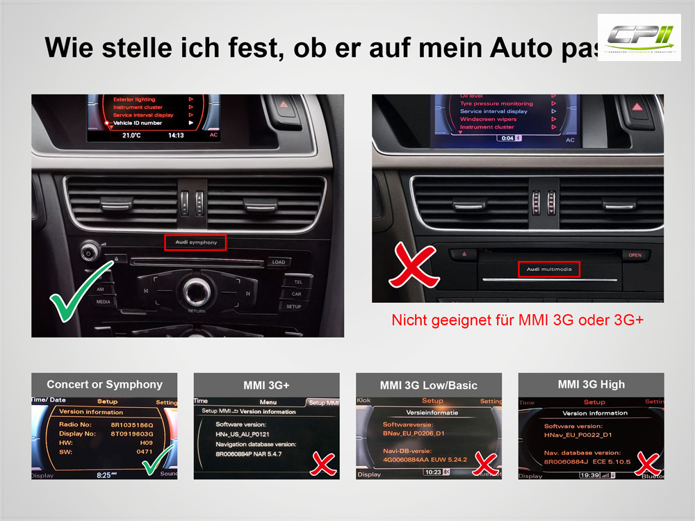 Android Autoradio für Audi A4 A5 Q5 mit 6,5 Zoll Display (hochauflösend), Inkl. Head-up-Display, Apple CarPlay und Android Au