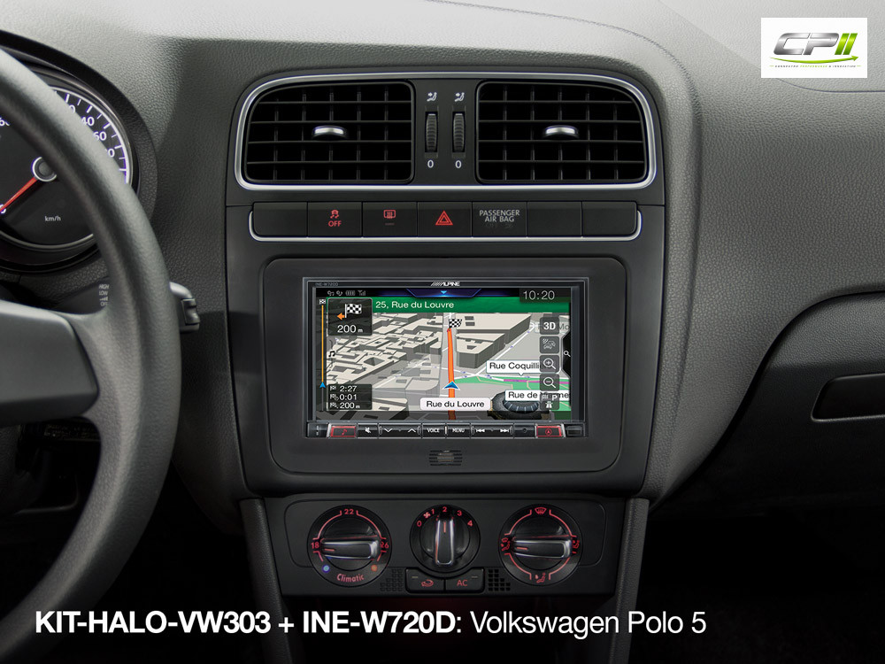 Alpine KIT-HALO-VW303 1-DIN Alpine Halo und 2-DIN Einbauset mit CAN zu UART-Interface für VW Plattform (MIB-PQ - Seat, Skoda