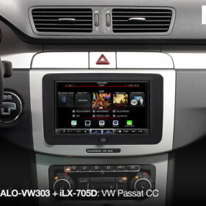 Alpine KIT-HALO-VW303 1-DIN Alpine Halo und 2-DIN Einbauset mit CAN zu UART-Interface für VW Plattform (MIB-PQ - Seat, Skoda